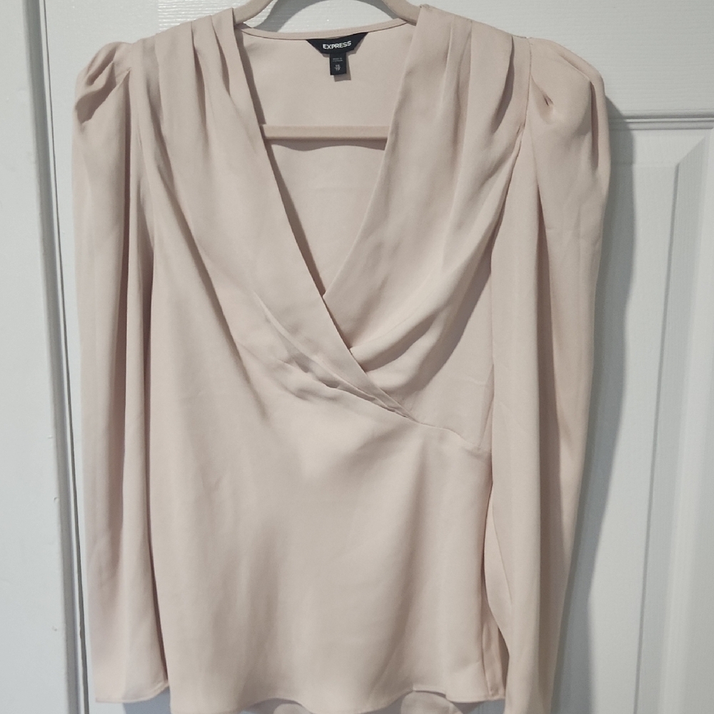 Express Women's Soft Cream V-Neck Blouse